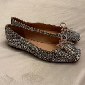 Matisse Roxy Glittering Silver Flats with Bow, sz 8